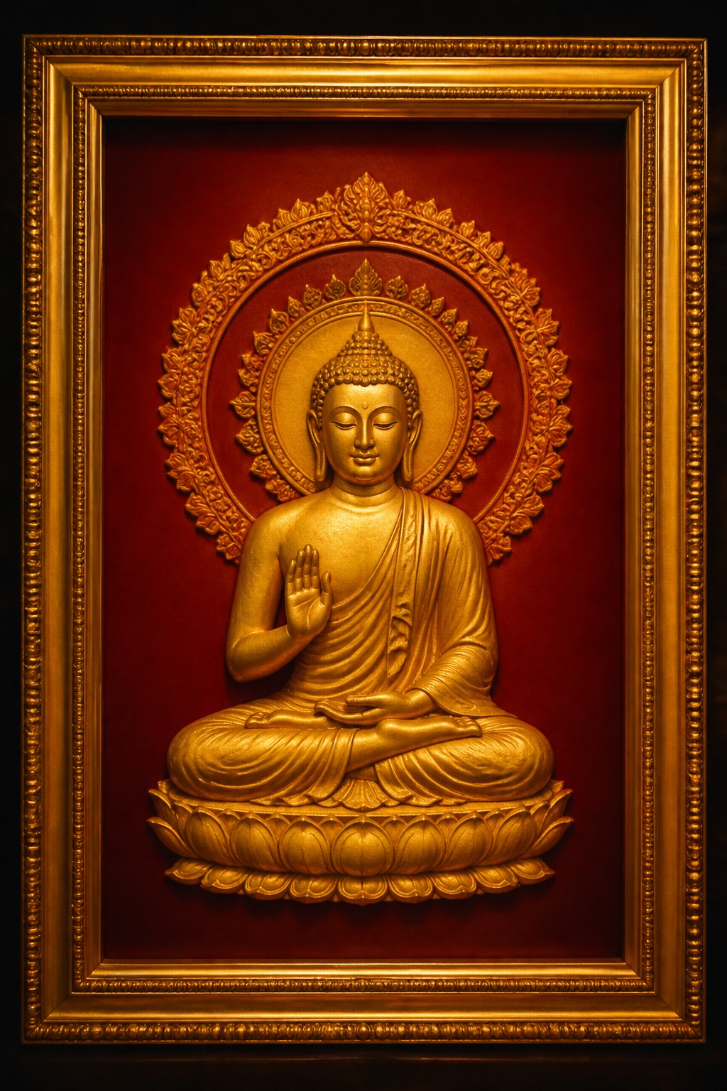 Golden Buddha Serenity Wall Frame